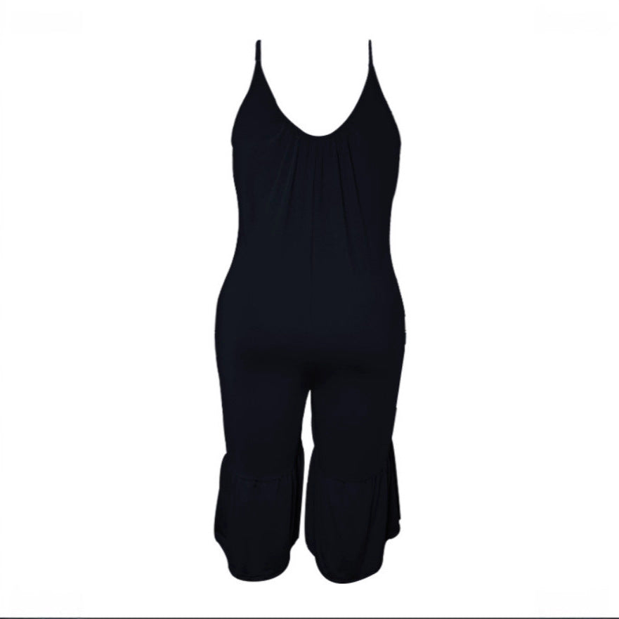 New Jumpsuit Solid Color Sleeveless Casual Pocket