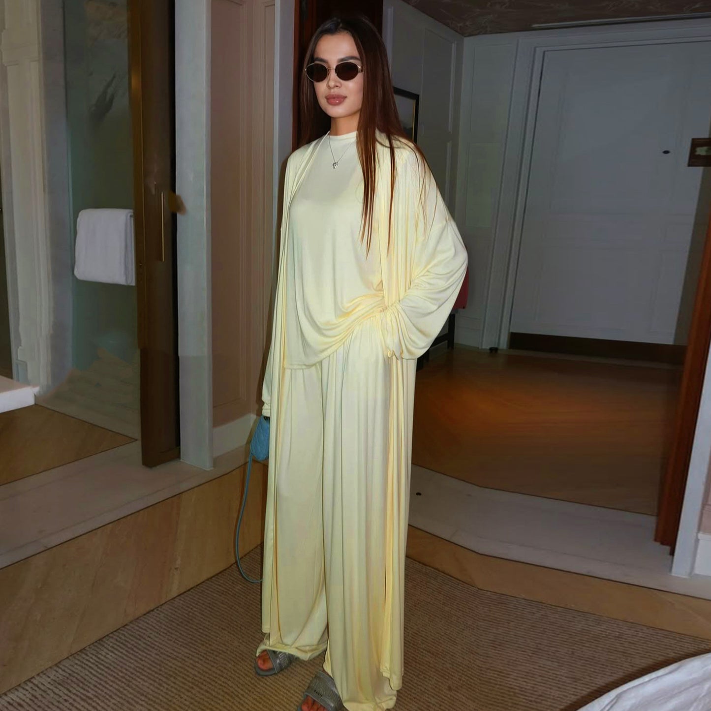 Women's Solid Color Casual Three-Piece Set