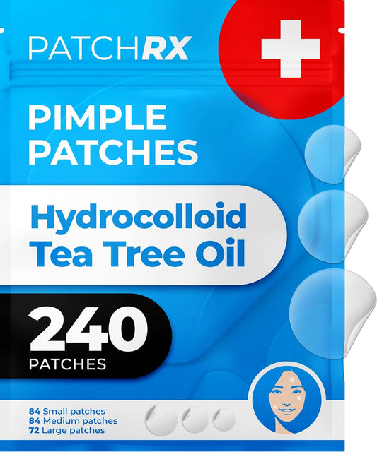 Pimple Patches for Face (240 Patches), Hydrocolloid Acne Patches with Tea Tree Oil, Pimple Stickers - Acne Pimple Patches for Face - Zit Patches