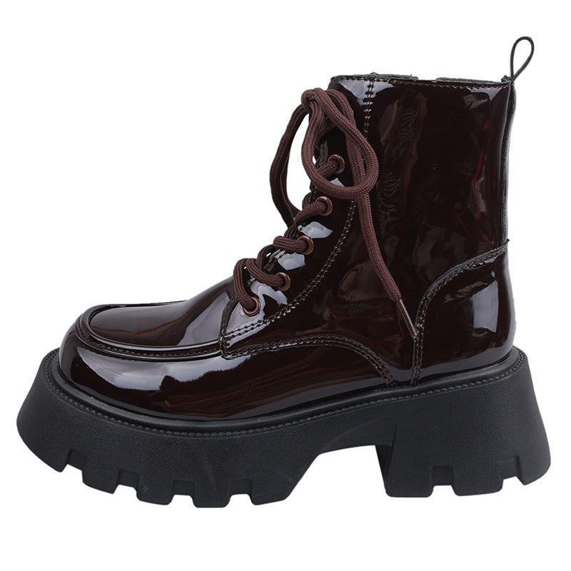 Black Vintage British-style Chunky-soled For Summer Thick-heeled Western Cowboy Ankle Boots