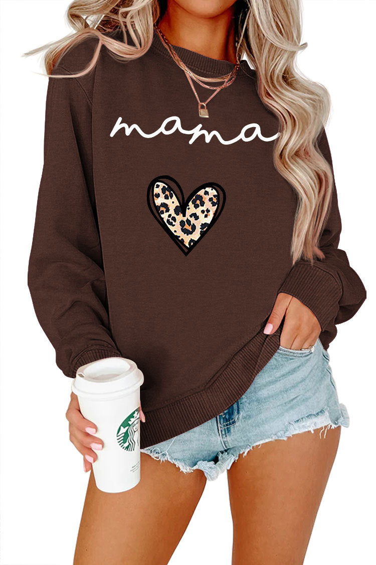 Leopard Print Heart Printing Plus Size Casual Simple Women's Long-sleeved Fleese