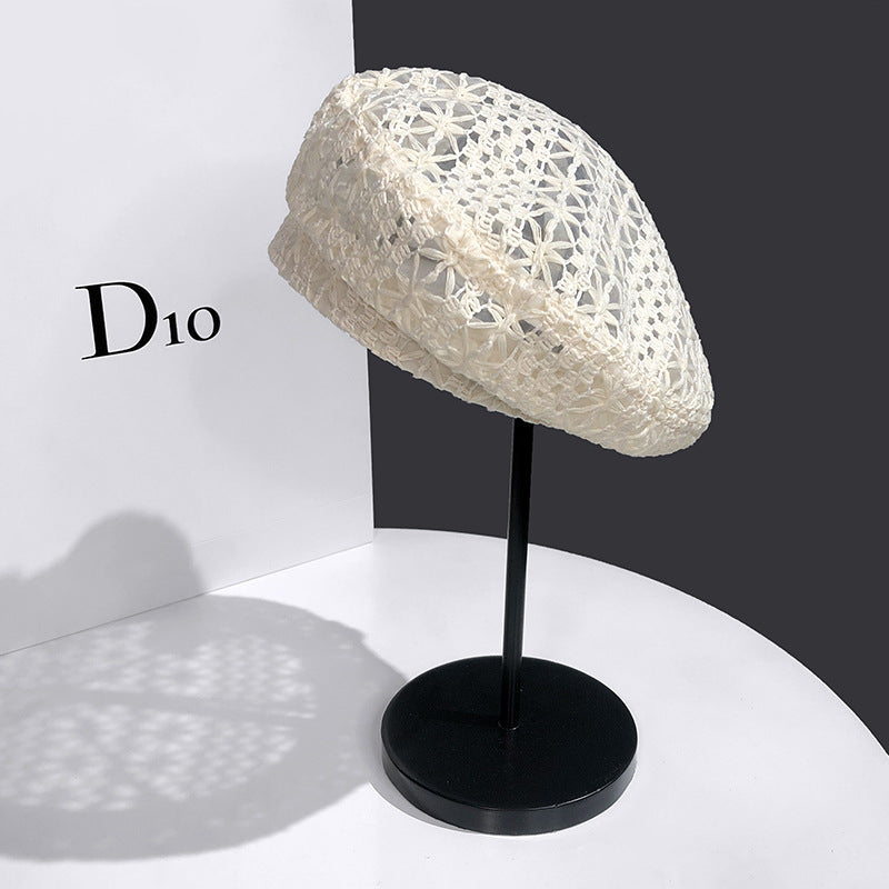 Women's Fashionable Woven Hollow Beret Hat