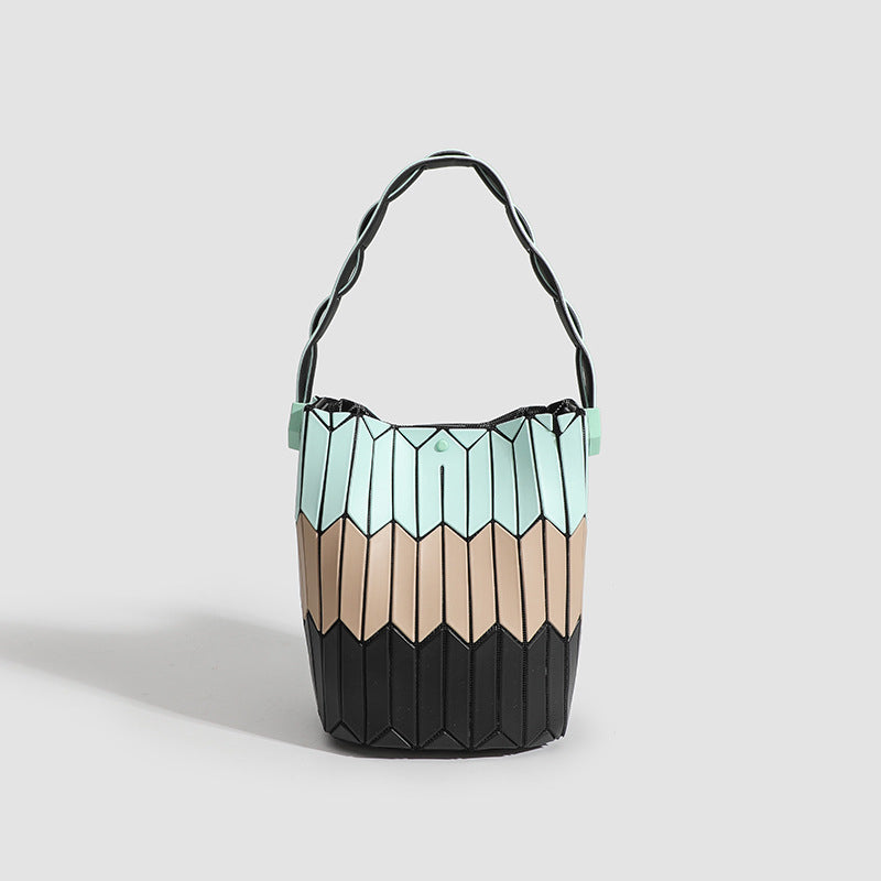 Geometric Rhombus Color Matching Shoulder Bag