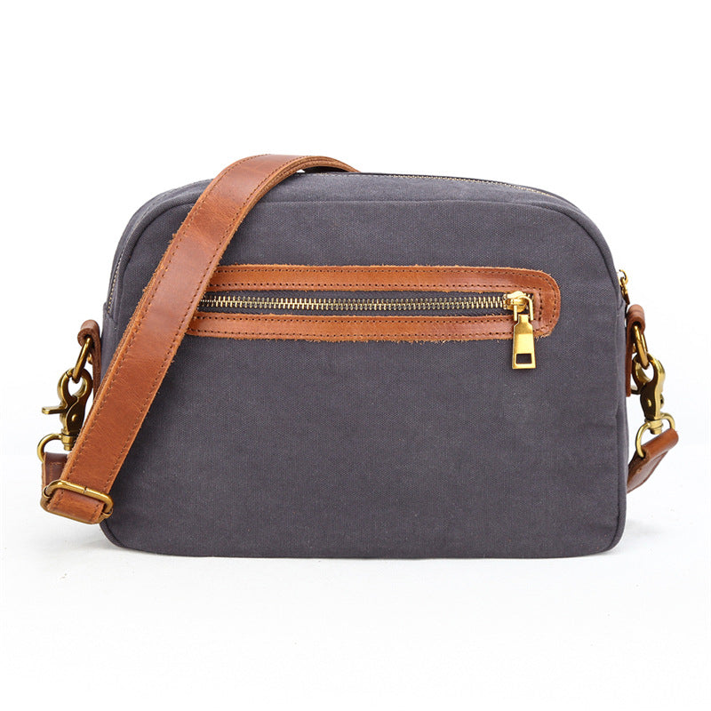 Farveblokket Retro Lærred Skuldertaske/Crossbody-taske
