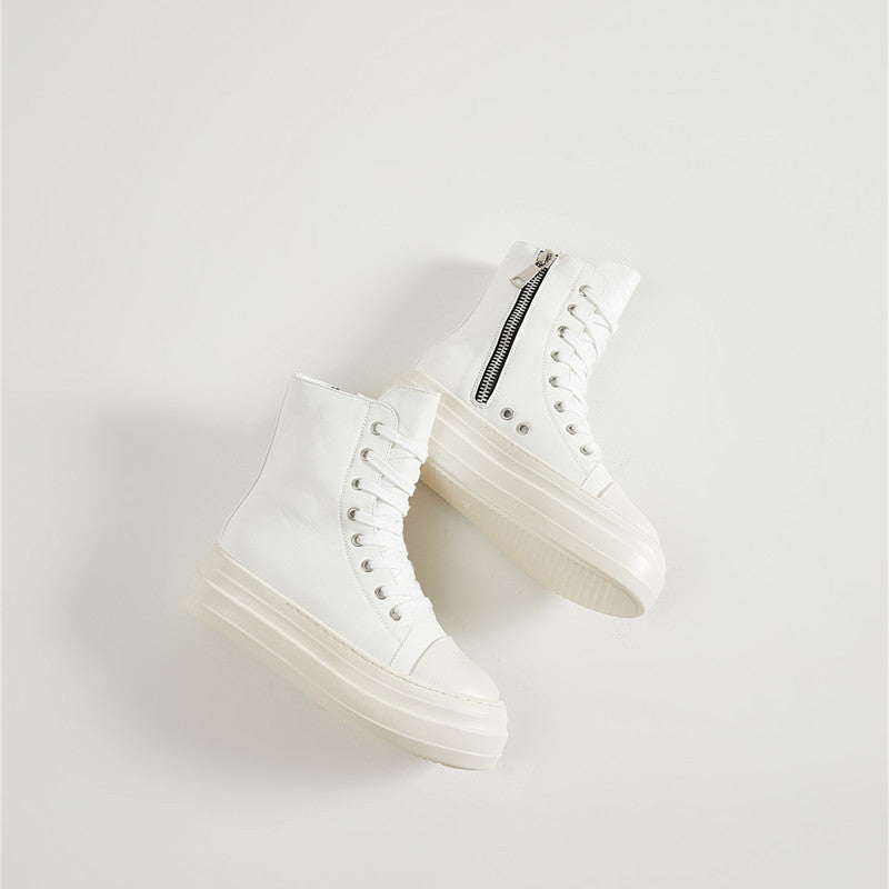 Ladies Candy Color Thick Sole Heightening Casual Shoes High Top