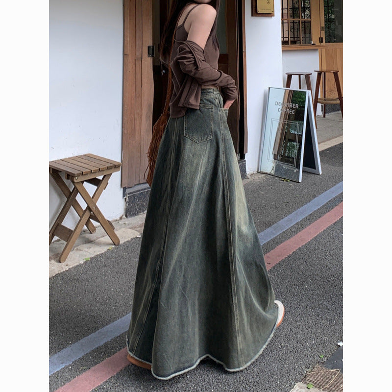 High Waist Slimming Mid Length A Line Sheath Fishtail Large Swing Skirt