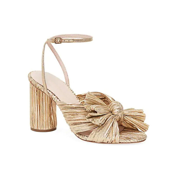 Thick Heel Bow Fairy Silk Sandals Vintage Fairy Shoes