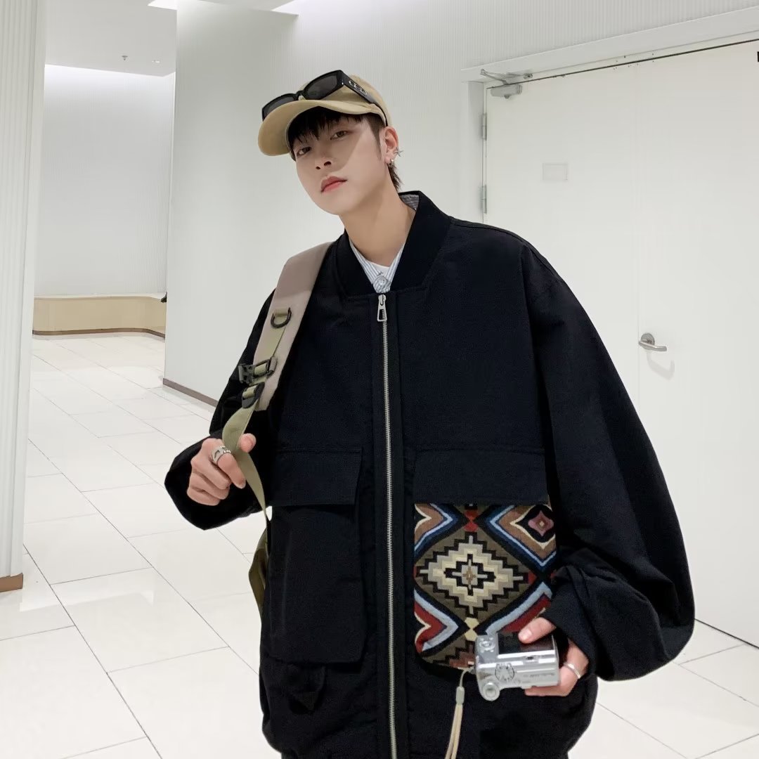 Large Pocket Collarless Embroidery Short Ethnic Style Casual Jacket