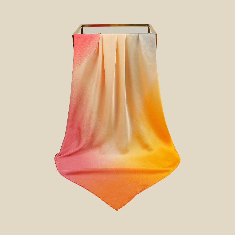 Gradient Color Artificial Silk Square Scarf 90cm Fashion All-match Scarf