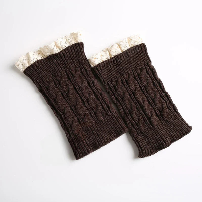 Lace Socks Twist Knit Wool Leg Warmers