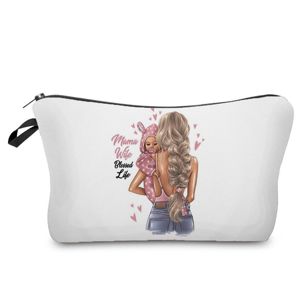 Mother And Daughter Printed Cosmetic Bag Storage And Portable