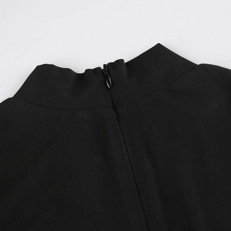 Half Turtleneck Small Label Waist Slim Fit Sleeveless Jumpsuit