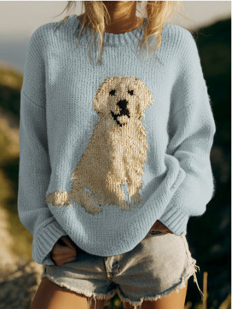 Casual Crew-neck Faux Sweater Loose-fit Knit Top