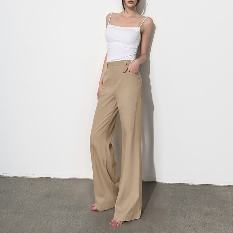 Draping Effect Leisure Horn Mopping Suit Pants