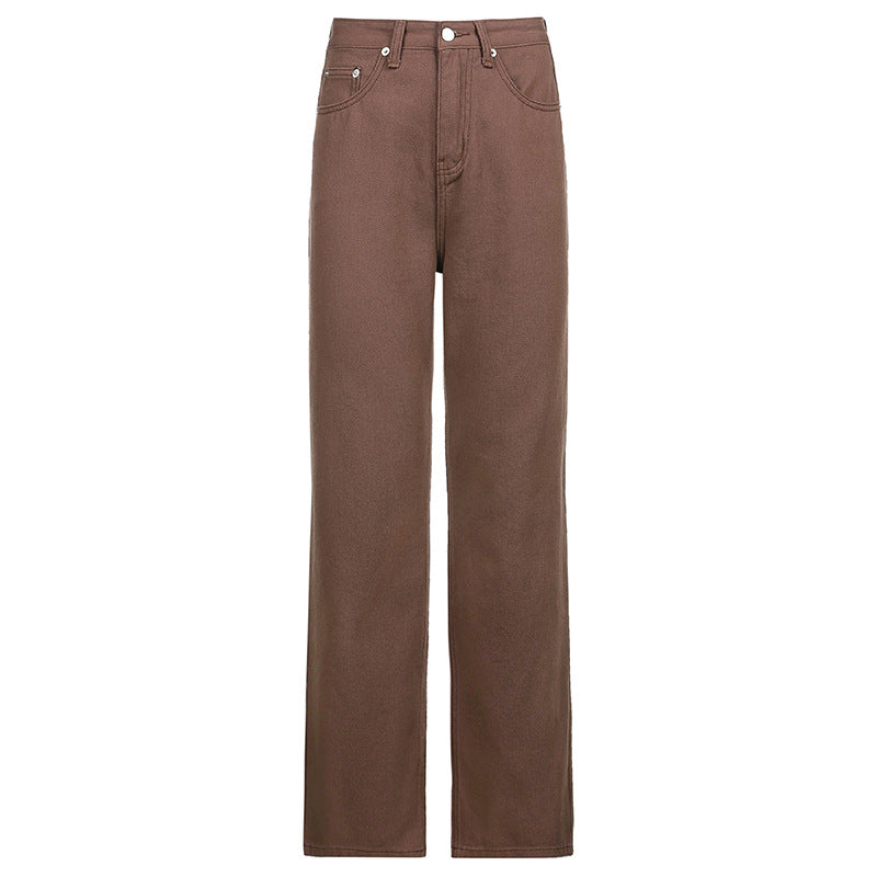 Amazon Women's Solid Color Low-rise Straight-leg Jeans