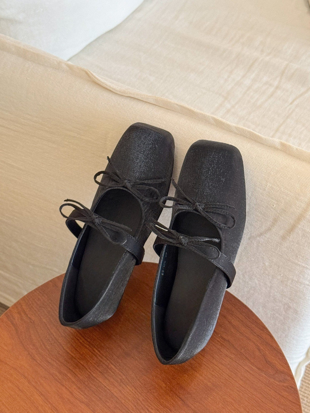 Bow Shoes With Hidden Heels Women's Shallow Mouth Mary Jane Shoes