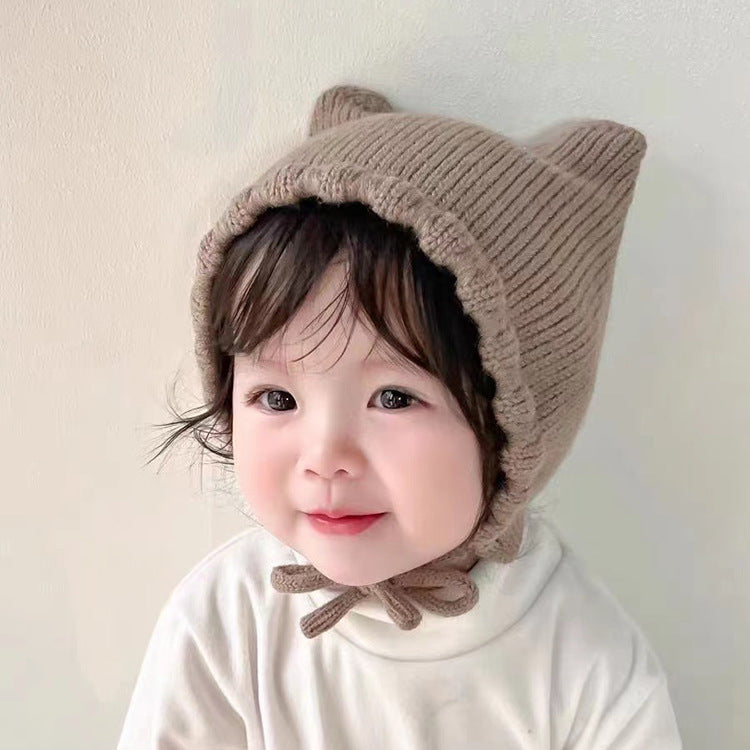 Double Angle Cute Earflaps Baby Woolen Cap Knitted Hat