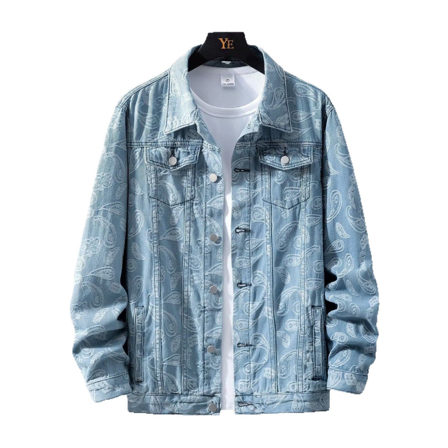 Printed Jacquard Fashion Casual All-matching Personality Trend Men's Coat
