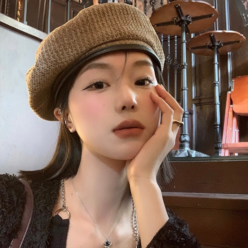 Brun hat kvinde britisk retro forår og efterår ottekantet baret