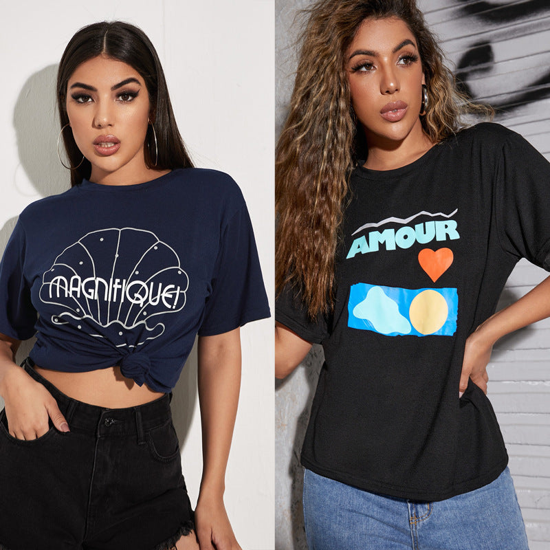 Women's Fashion Pullover Print T-Shirt Top