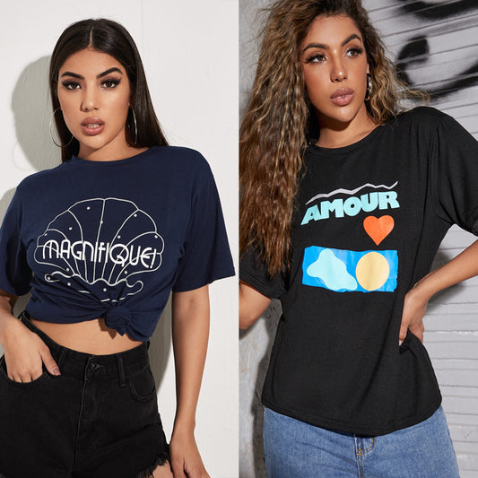 Women's Fashion Pullover Print T-Shirt Top