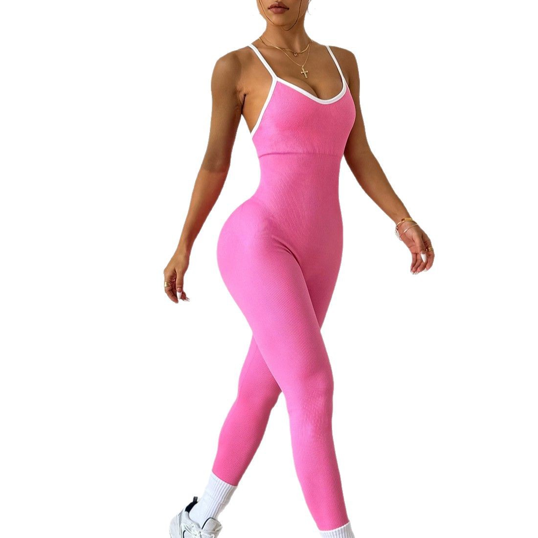 Popular Contrast Color Sling Outdoor Sports Jumpsuit Sleeveless 11-color