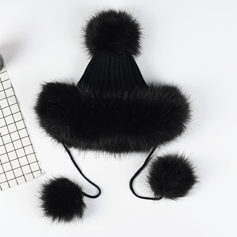 Women's Temperament With A Hundred Plus Thickened Fur Ball Hat