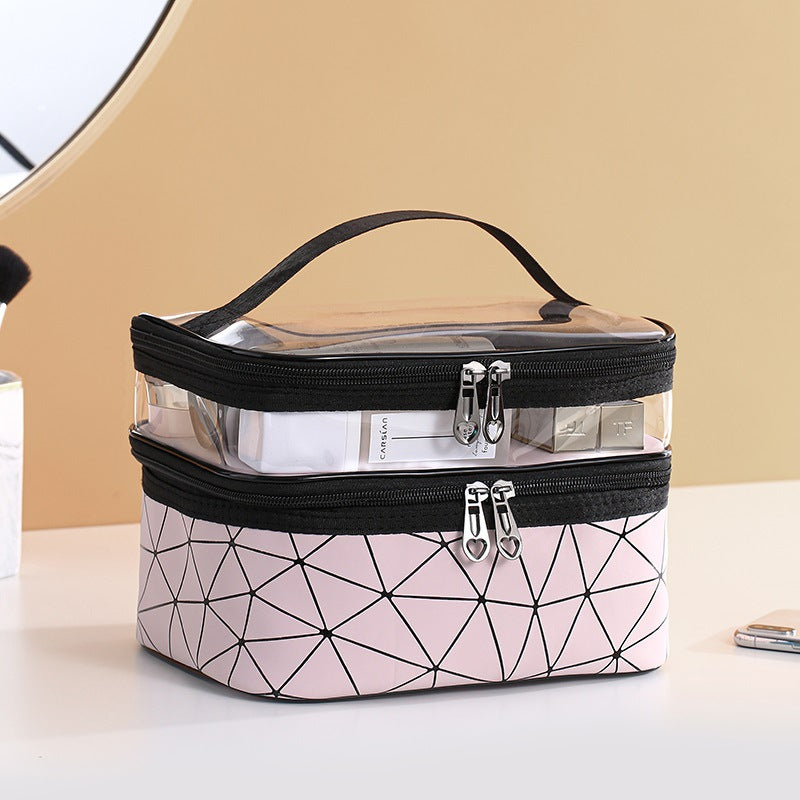 New Double-layer Waterproof Cosmetic Bag Large Capacity Toiletry Bag