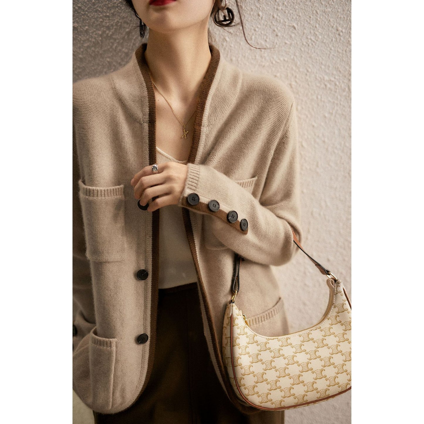 Cardigan til kvinder Strikket Overtøj Sweater Koreansk Stil