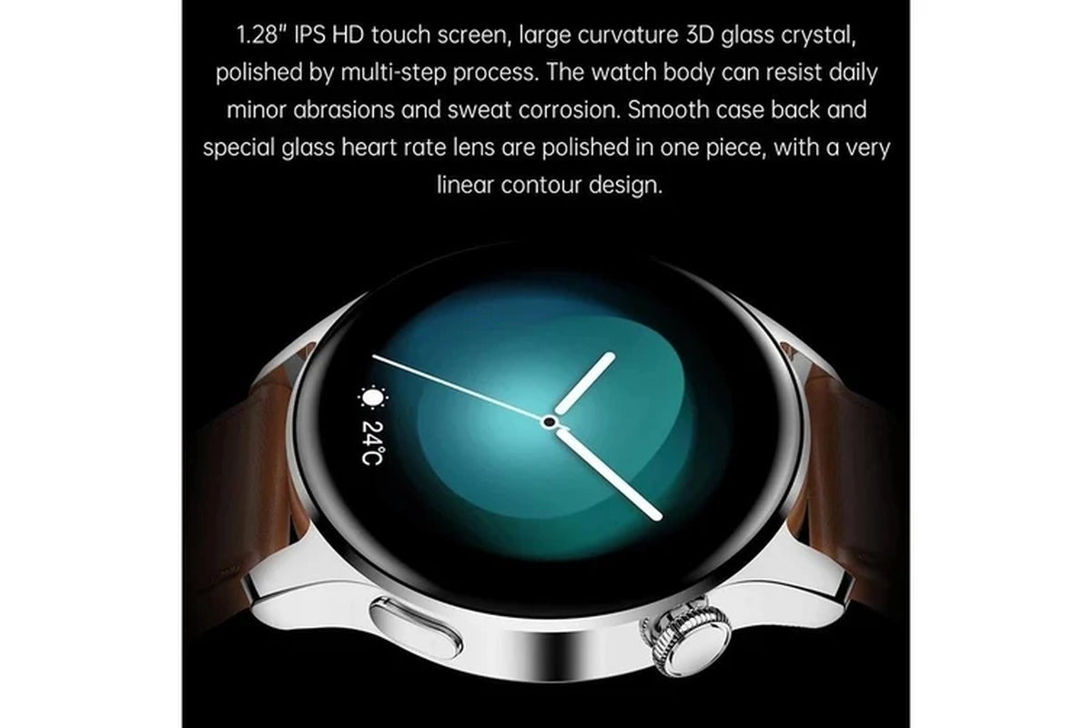 New for HUAWEI Smart Watch Men Waterproof Sport Fitness Tracker Multifunction Bluetooth Call Smartwatch Man for Android IOS - Mesh Belt BLACK