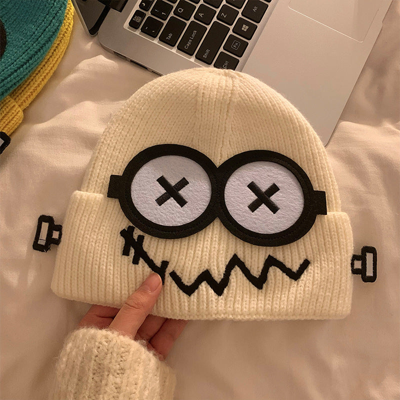 Cartoon-Knit Beanie For Fall And Winter