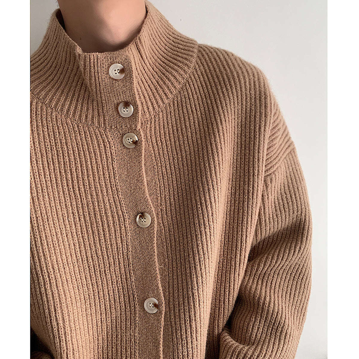 Pure Color Simple Knit Cardigan Coat For Youth