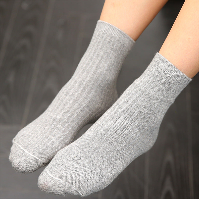 Ladies Pure Cotton Solid Color Middle Tube And Short Tube Black Women's Socks