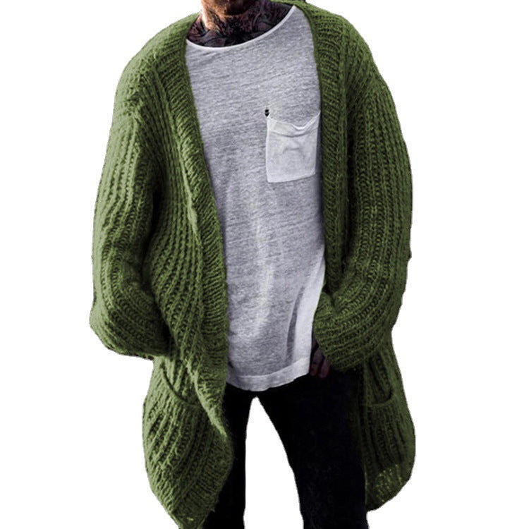Men's Casual Men's Sweater Sweater Coat Solid Color Long-sleeved Cardigan