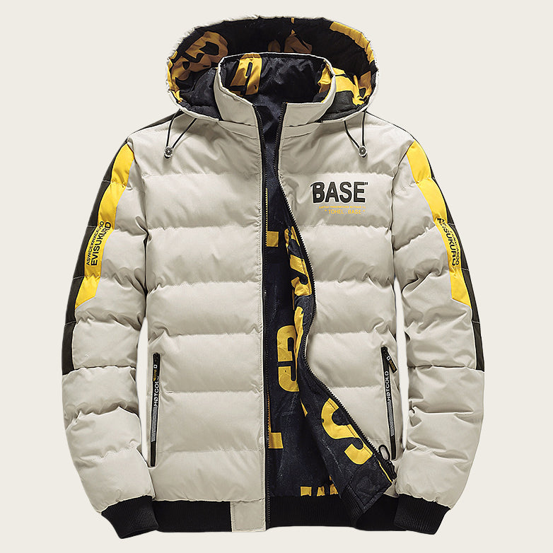Korean-style Trendy Hooded Sporty Casual Full-print Reversible Cotton Jacket
