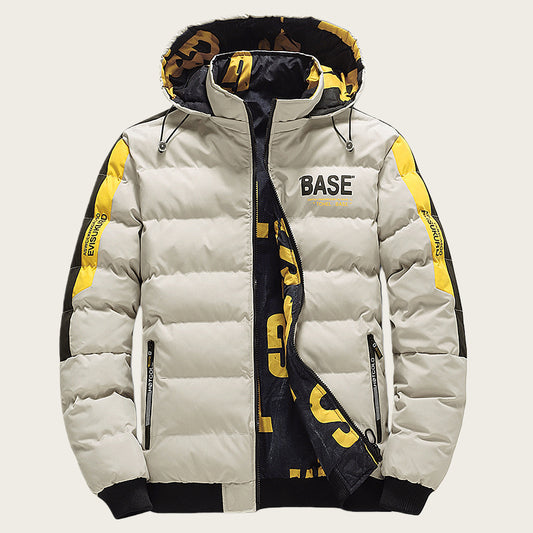 Korean-style Trendy Hooded Sporty Casual Full-print Reversible Cotton Jacket