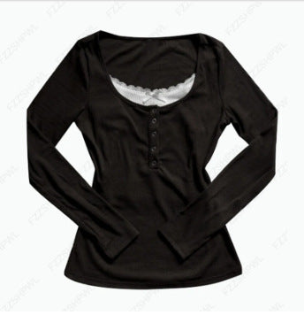 Ins-style Chic Commuter-striped Button-up Long-sleeve Shirt T-shirt For Women