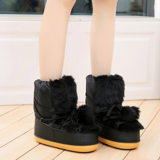 Full Wool Ball Snow Boots Women's Wool Anti-skid