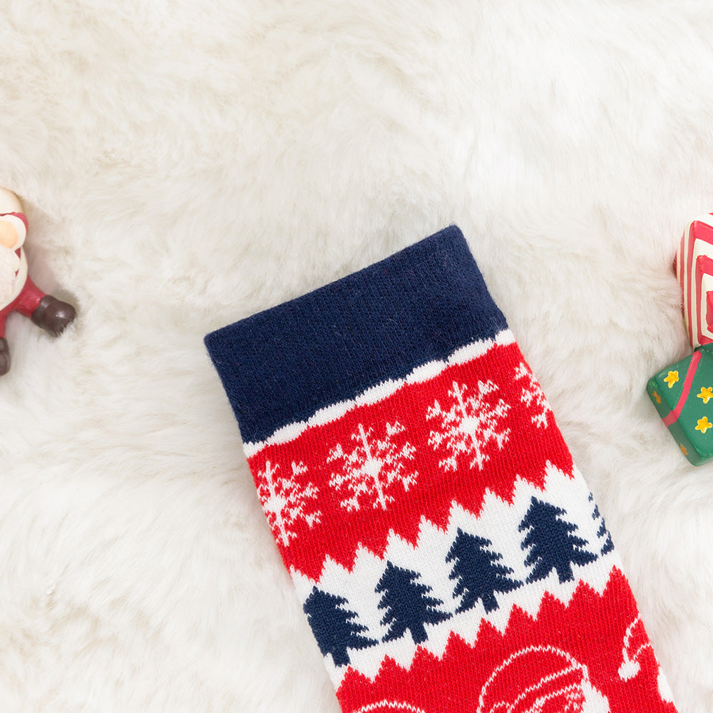 Mother Baby Parent-child Christmas Jacquard Short Stockings