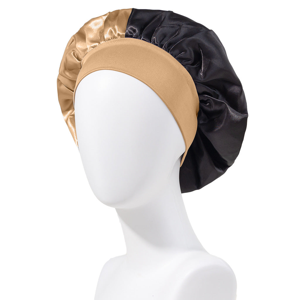 Stitching No Plus-sized Elastic Wide-brimmed Single-layer Color Hair Care Nightcap