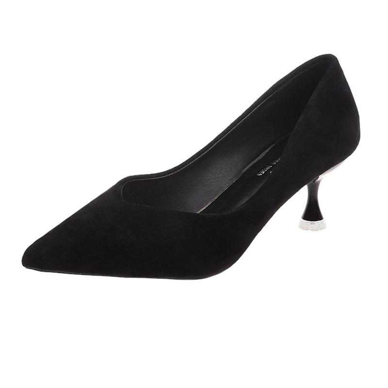 Single Mid-heel Suede Soft-soled High-heeled Shoes