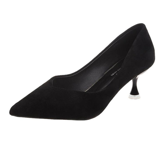 Single Mid-heel Suede Soft-soled High-heeled Shoes