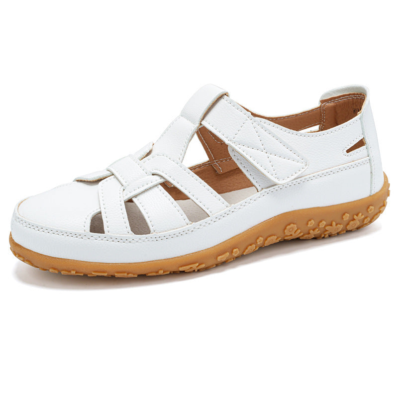 Handmade Retro Sandals Soft Bottom Mom Shoes Velcro