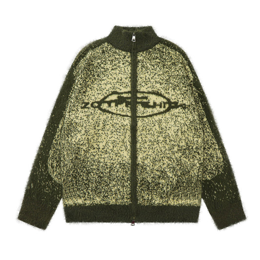 High Street Fashion Brand Design Double Zipper Stand Collar Sweater