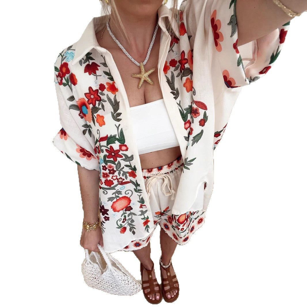 Casual Fashion Linen Shirt Set For Women