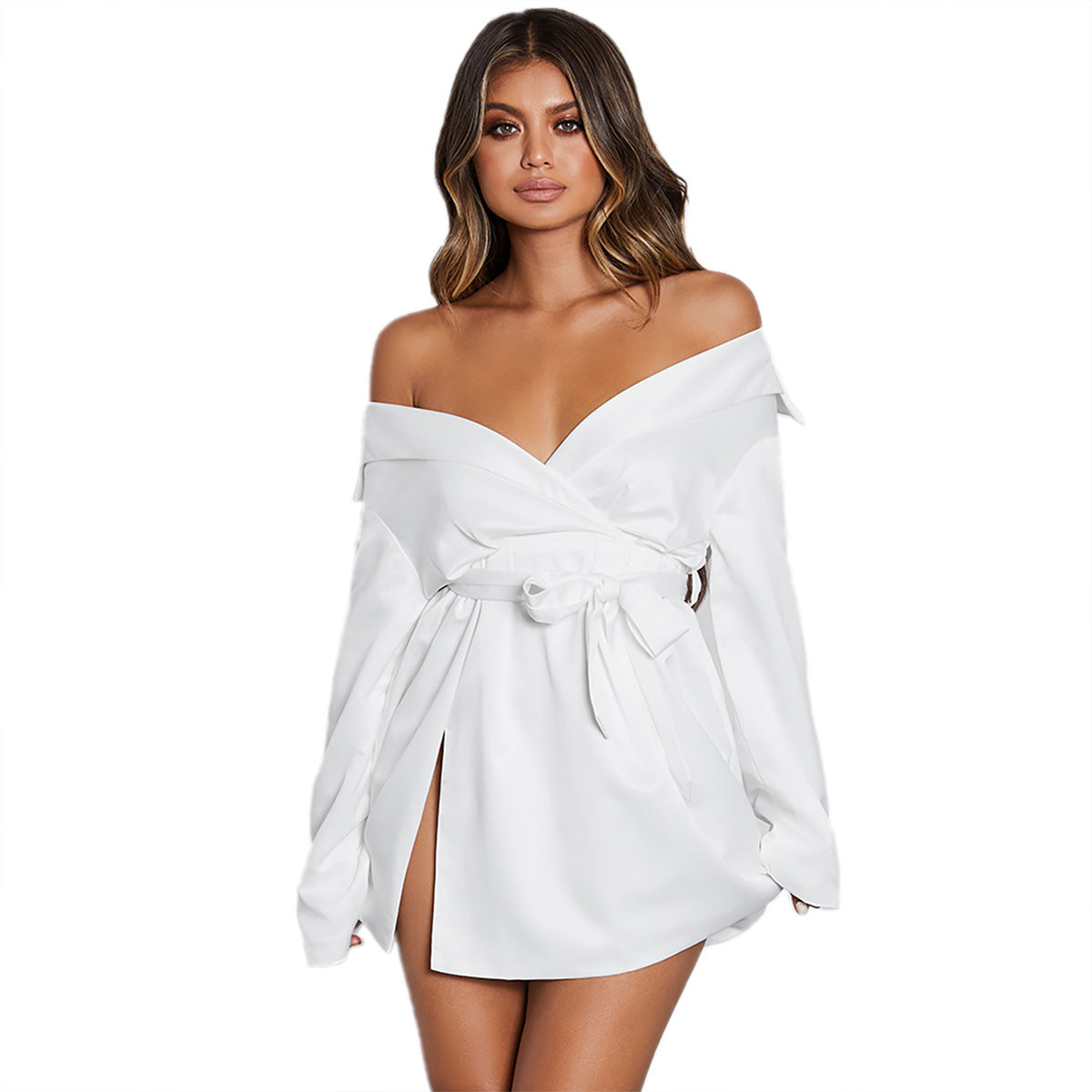 Casual slim-fit kort skjortekjole til kvinder