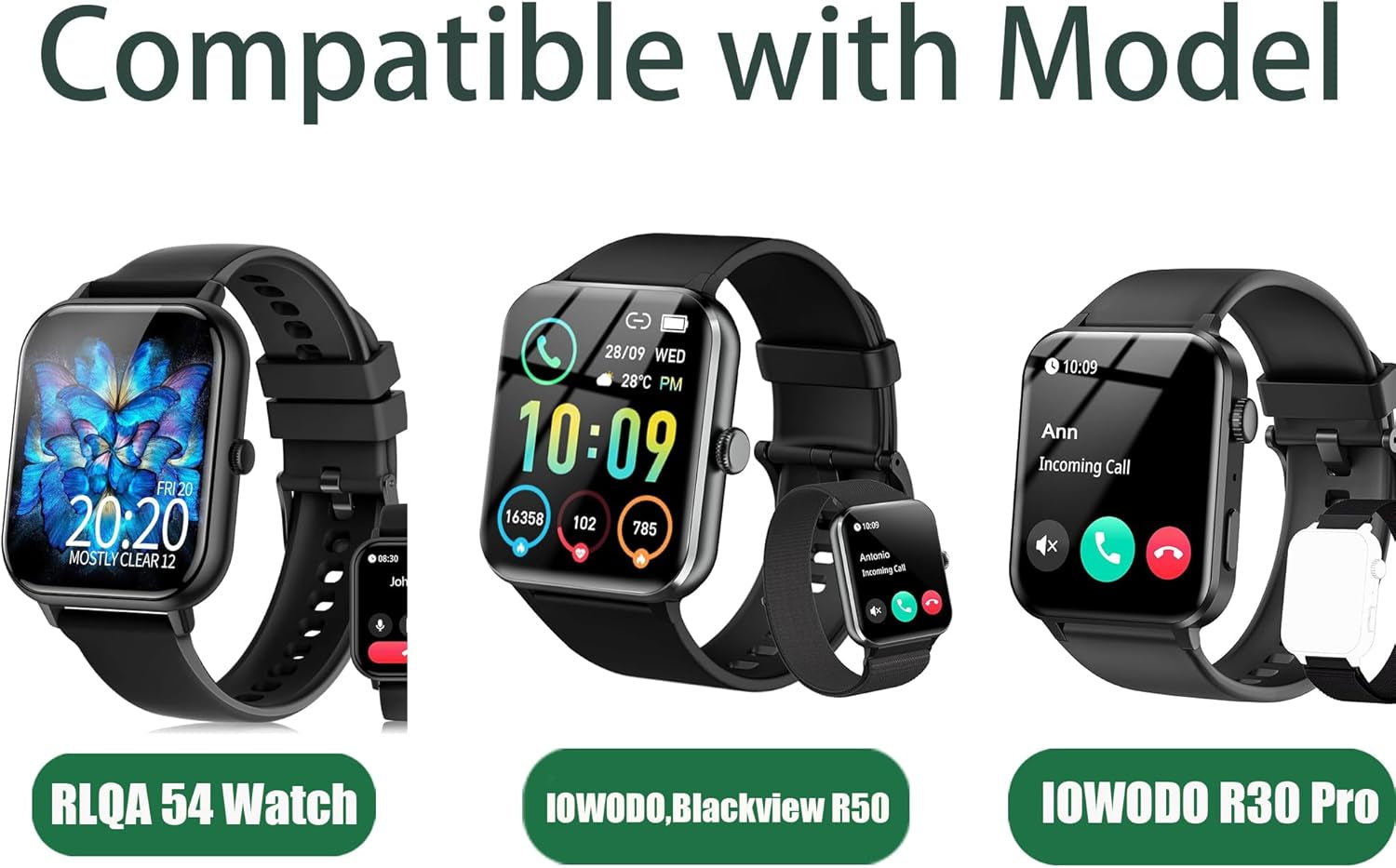 Compatible with IOWODO R30 Pro Bands, 20Mm Stretch Elastics Adjustable Strap Compatible with IOWODO R30 Pro/Touchelex Gaea Series K802 1.28 Smart Watch/Rlqa 54 1.83" Smart Watch (Colorful)