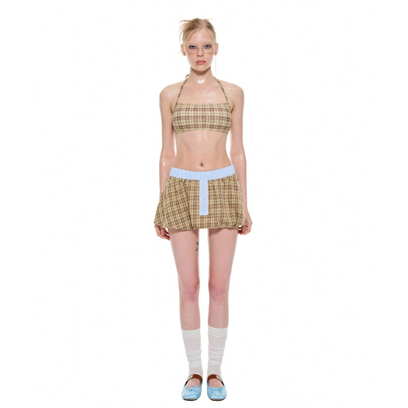 Retro Bloom-shaped Culotte Skirt Slimming Small-chest Spa Resort Swimsuit