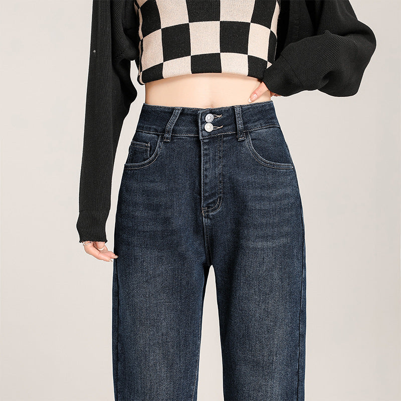 Loose Slimming High Waist Raddish Dad Jeans