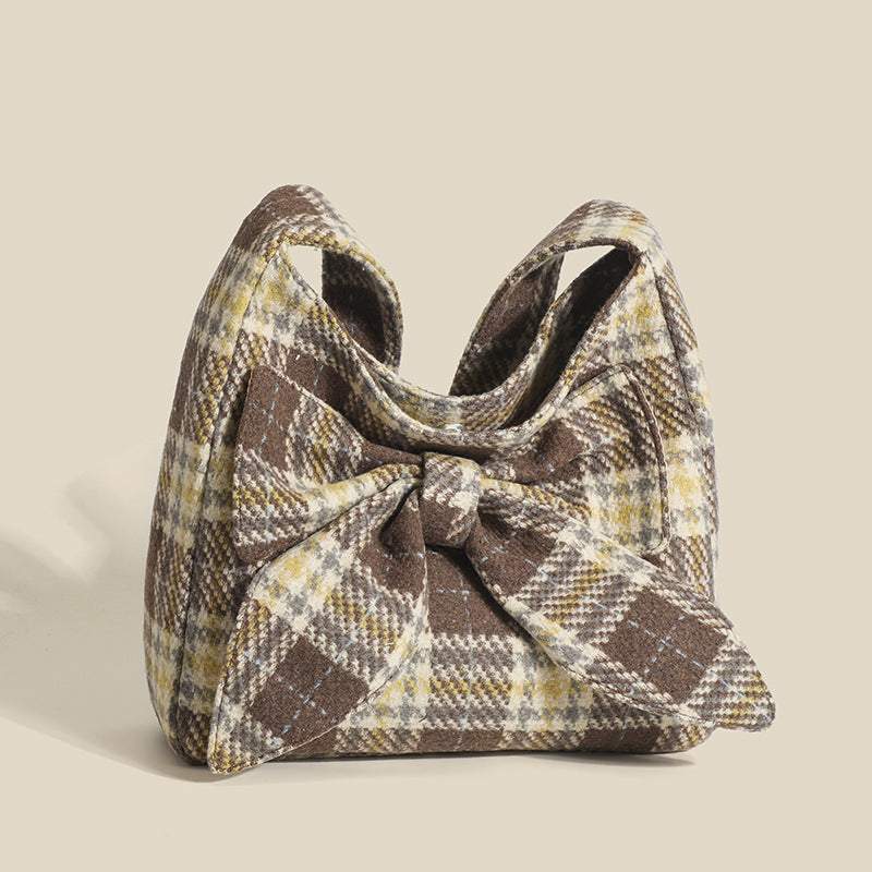 Plaid One-shoulder Simple Underarm All-match Commute Tote Bag